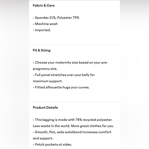 GAP Maternity recycled power full panel 7/8 leggings (black) - Picture 4 of 5